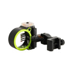 Montana Black Gold Rush archery sight with PhotoChromatic Technology and SkyCoil, lime green and black bow sight