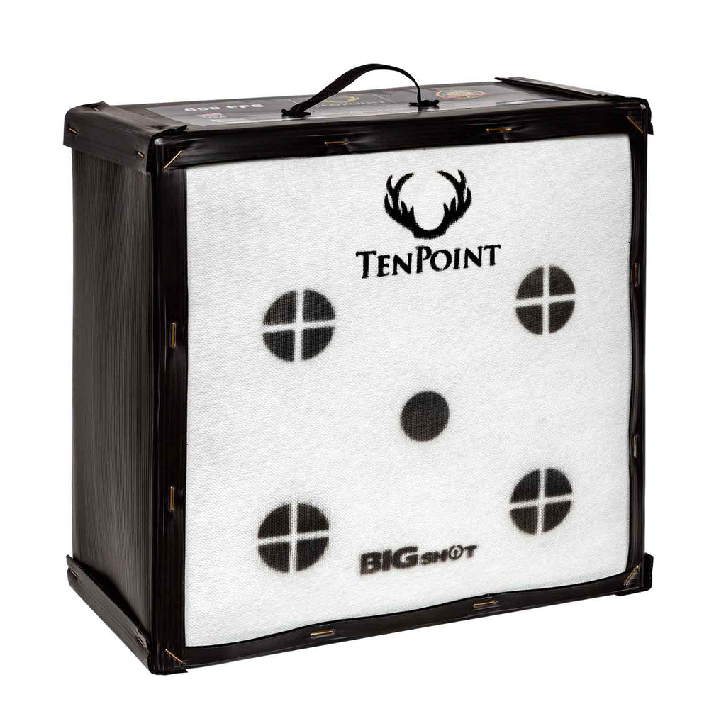 BIGshot Iron Man 650 TenPoint Edition target with logo and shooting marks for crossbows.