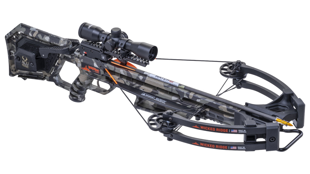 Wicked Ridge Commander 400 crossbow with scope and camo finish