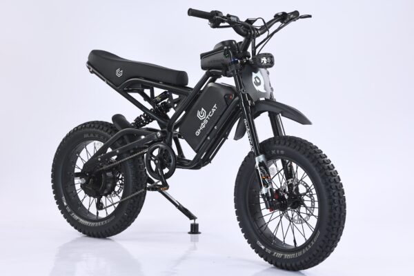 GhostCat F4X Hunters Edition Stealth Hunting eBike Package black electric dirt bike with knobby tires