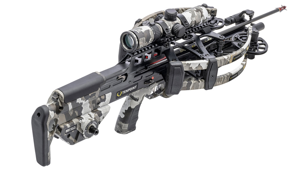 TenPoint TRX 26 crossbow with reverse-draw technology and precision scope for hunting