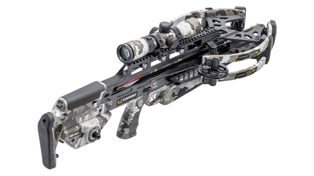 TenPoint TX 28 crossbow with scope, 410 FPS forward-draw design for hunting and target shooting