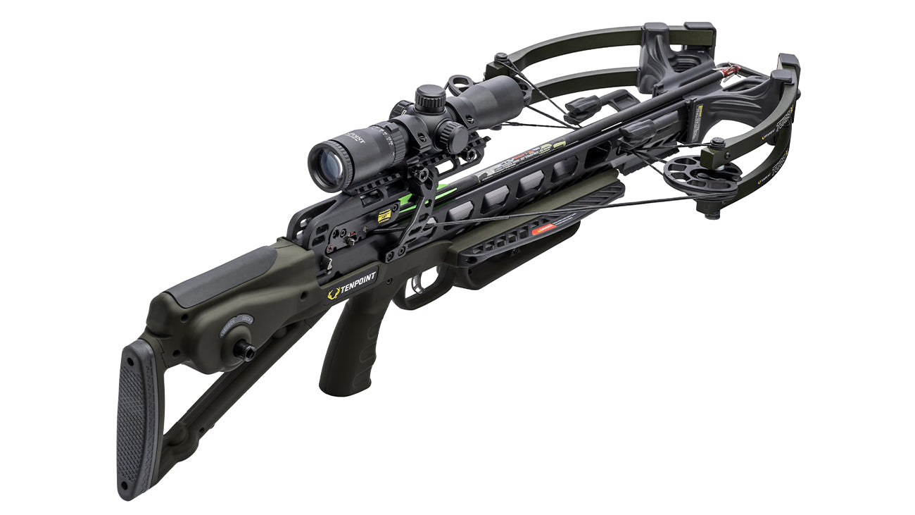 TenPoint Turbo X crossbow premium forward-draw hunting crossbow with scope and black finish