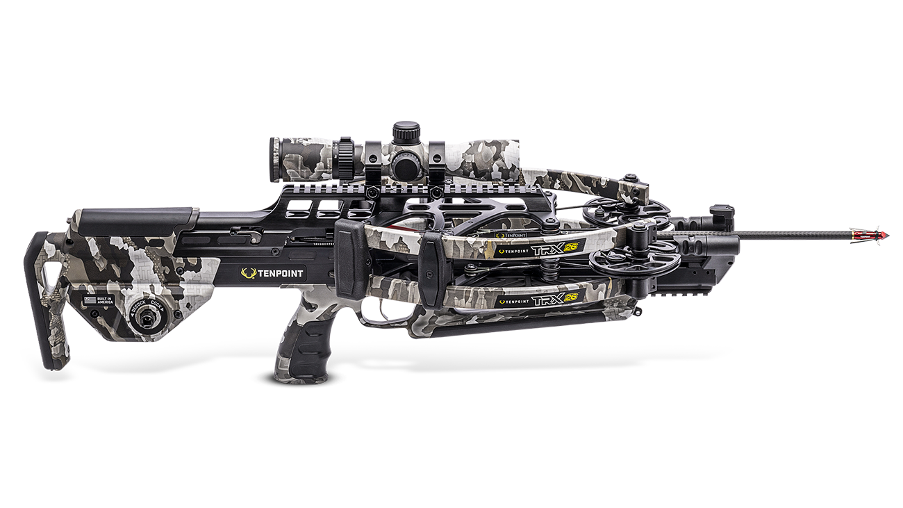 TenPoint TRX 26 crossbow high-performance reverse-draw hunting platform with advanced scope and precision engineering