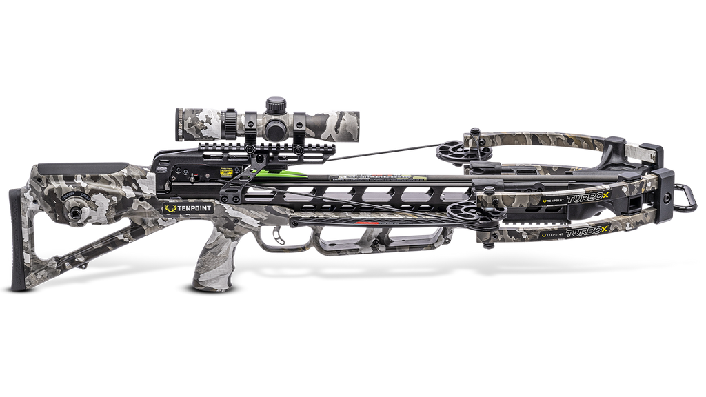TenPoint Turbo X crossbow premium forward-draw hunting crossbow with scope and camouflage finish