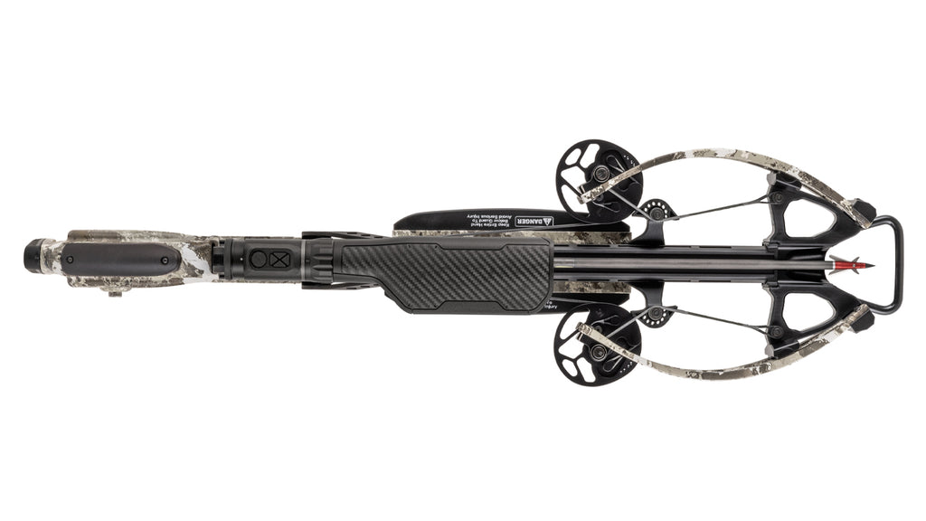 TenPoint Stealth 450 Oracle X crossbow top view showing rangefinding technology and precision engineering