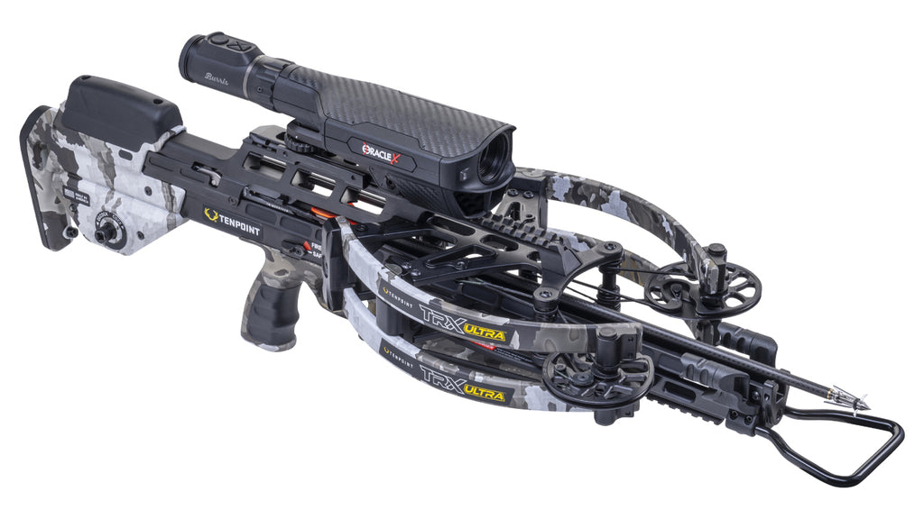 TenPoint TRX Ultra Oracle X crossbow with rangefinding technology and reverse-draw design for accurate hunting