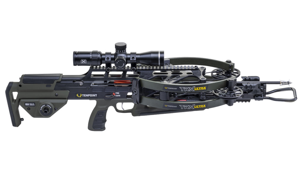 TenPoint TRX Ultra crossbow with reverse-draw technology and precision scope for hunting and target shooting