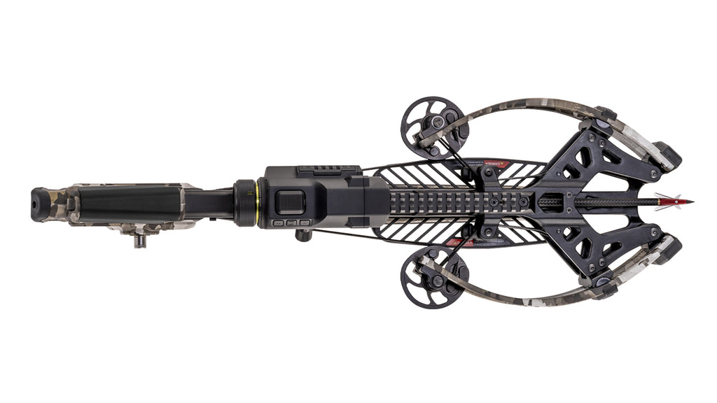 TenPoint TX 440 XERO crossbow with 440 FPS speed and rangefinding technology displayed from overhead view