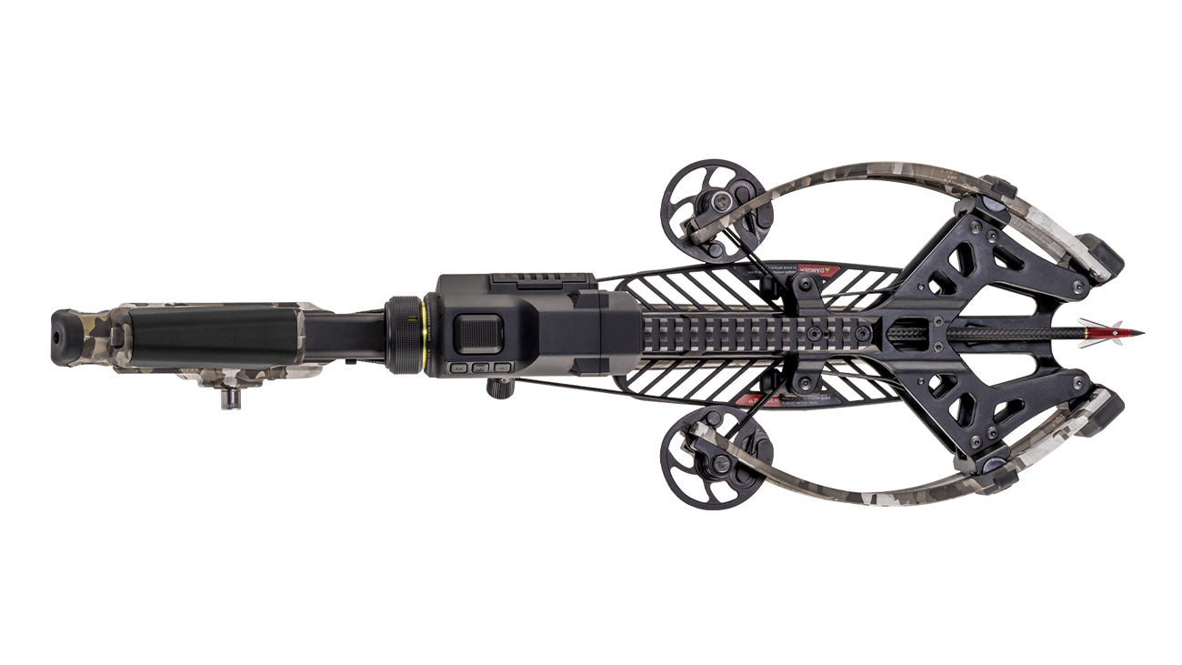 TenPoint TX 440 XERO crossbow with 440 FPS speed and rangefinding technology displayed from overhead view