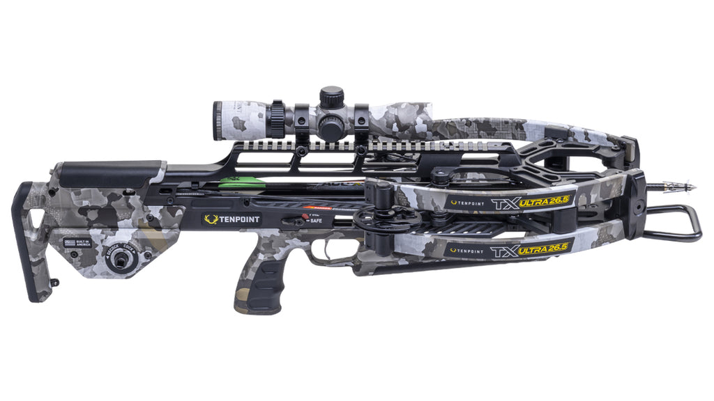 TenPoint TX Ultra 26.5 crossbow with scope and accessories, high-performance hunting crossbow