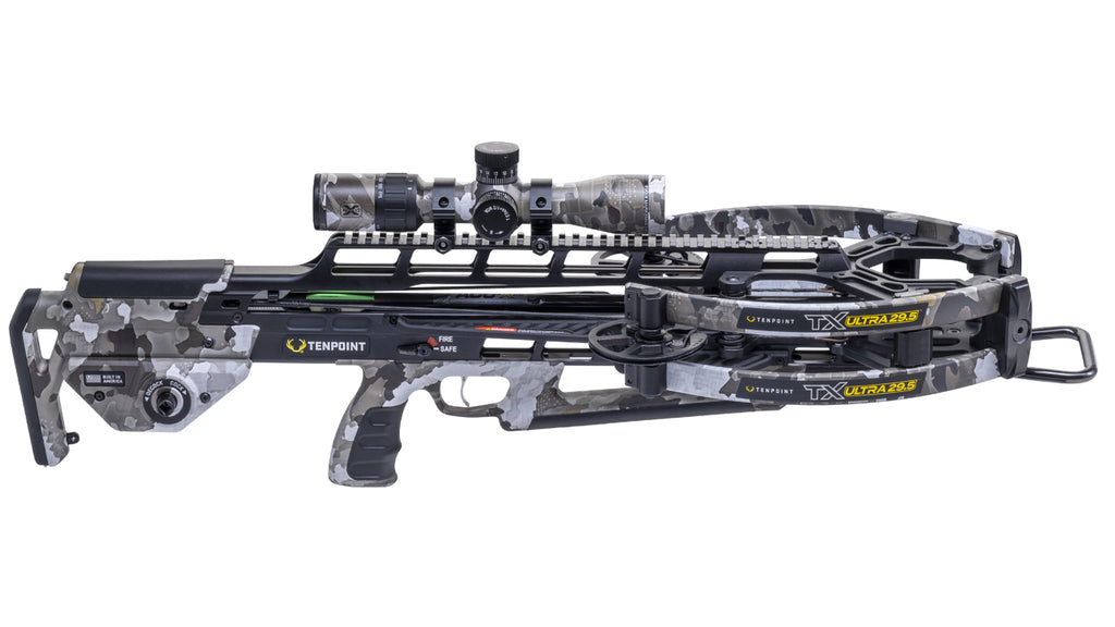 TenPoint TX Ultra 29.5 crossbow side view showing high-performance forward-draw design