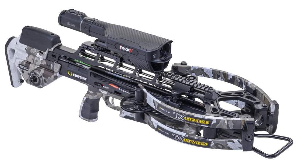 TenPoint TX Ultra 29.5 Oracle X crossbow with rangefinder scope and camo limbs