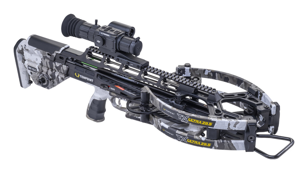 TenPoint TX Ultra 29.5 Vision crossbow with integrated video recording camera mounted on top