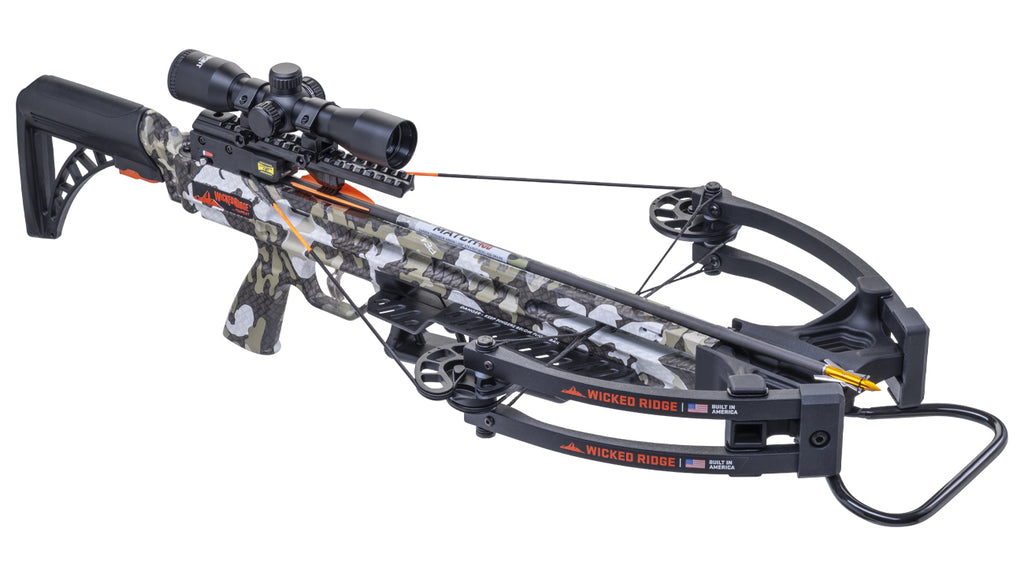 Wicked Ridge Warrior 400 crossbow with scope, 400 FPS forward-draw design for hunting