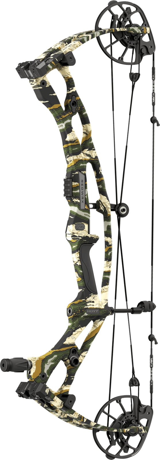 Hoyt Carbon RX-10 bow with camo finish and XTS Tuning System, compound bow for hunting and target shooting
