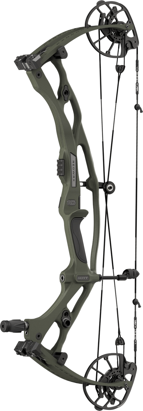 Hoyt Carbon RX-10 bow with XTS Tuning System and HBX Gen 4 cam, displayed front view